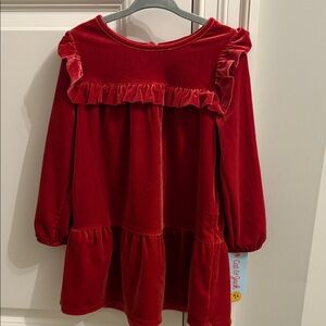 Cat & Jack Red Velvet Dress with Ruffles- NWT!